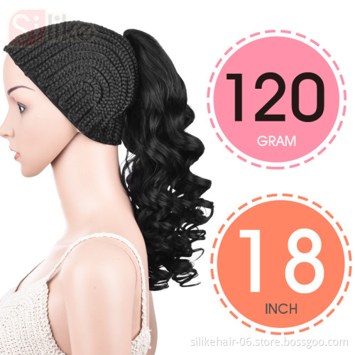 18" Drawstring Ponytail Puff  Afro Kinky Curly  Synthetic Clip In Extensions  Water Wave  Drawstring Ponytail Hair Extensions